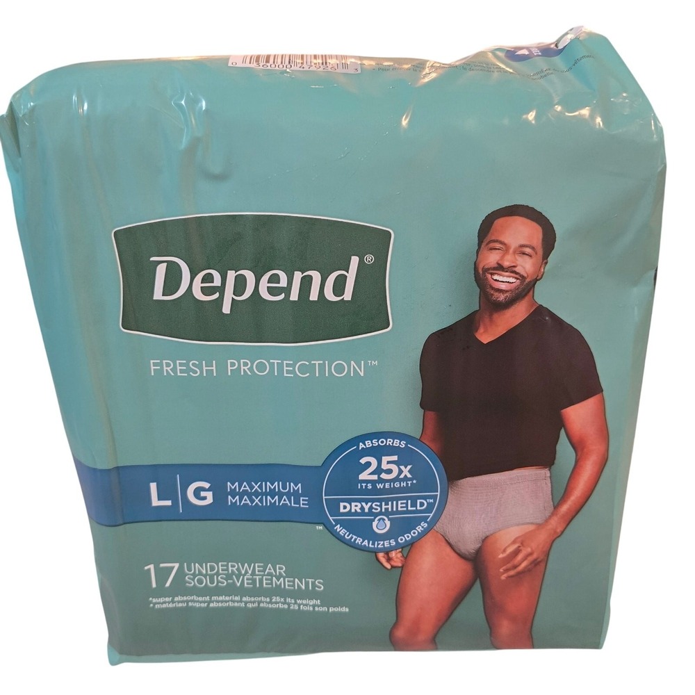 Depend Disposable Underwear Male Large Maximum 17 Ct Fresh Protection Adult